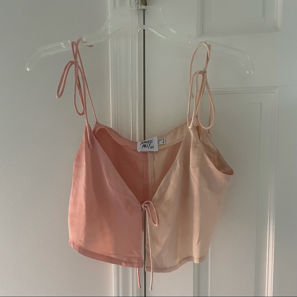Princess Polly 2-Toned Tie Front Crop Top